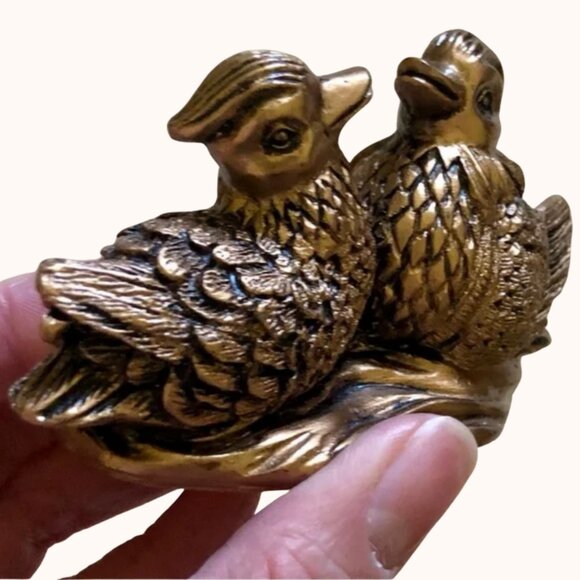 Feng Shui Mandarin Ducks - Brown Resin Figurine - Picture 7 of 13